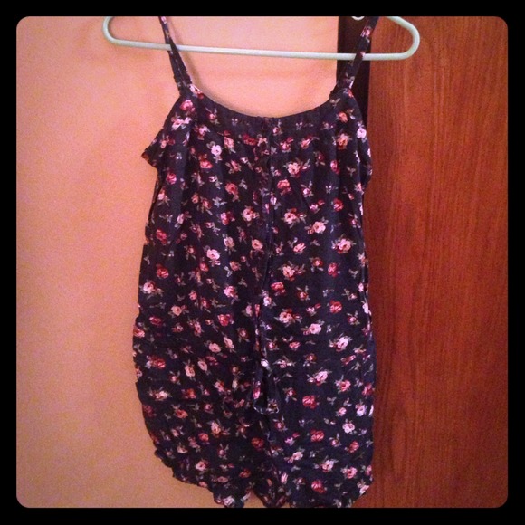 Navy Floral Printed Romper