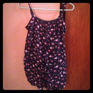 Navy Floral Printed Romper