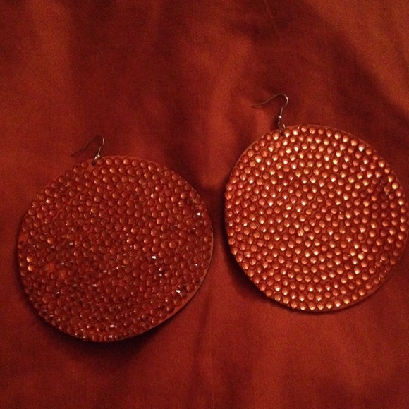Orange circle earrings - Picture 1 of 1