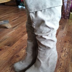 Suede Tall Wedge Boots