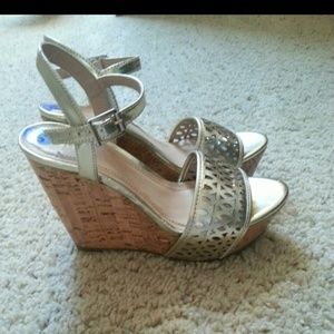 Sold: BCBG Gold Wedges