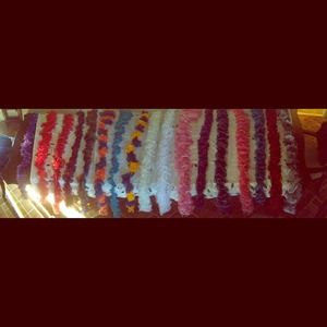 Ruffle scarfs thick and thin.