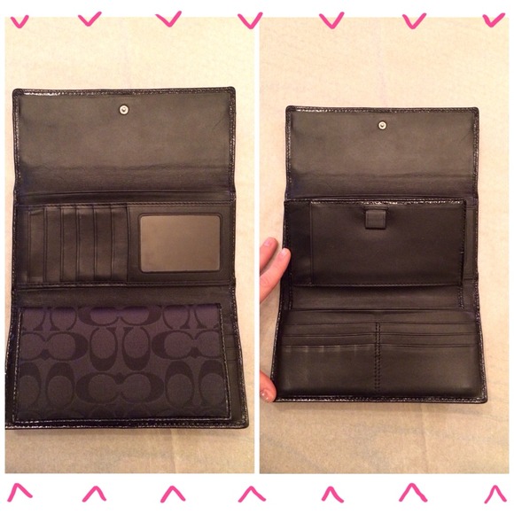 Coach black continental wallet & checkbook cover - Picture 3 of 4