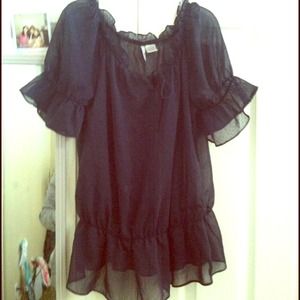 Sheer navy blouse