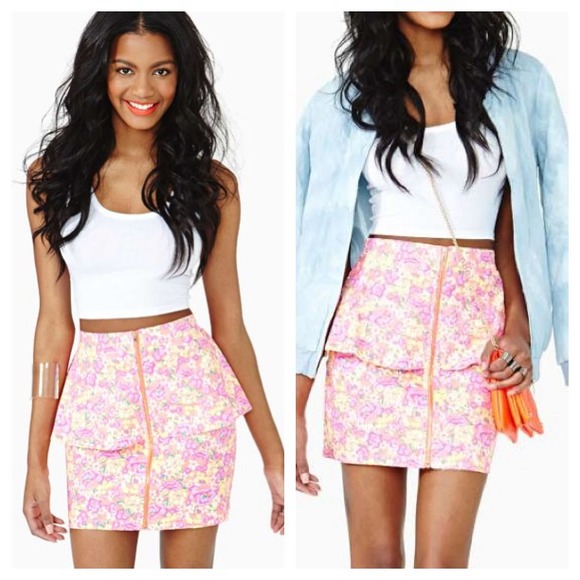 Nasty Gal Floral Peplum Skirt