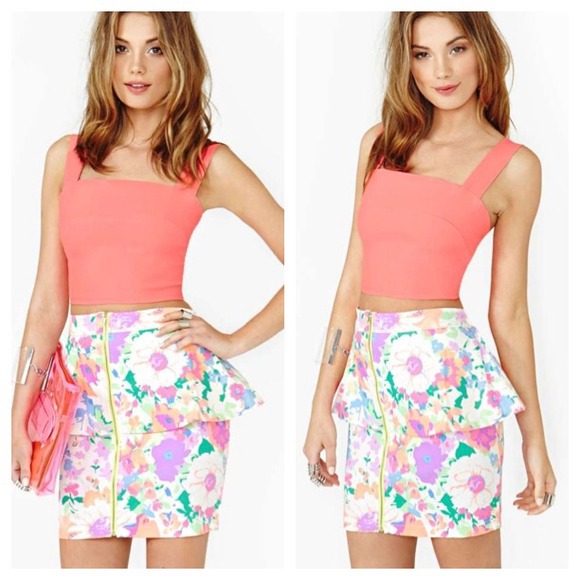 Nasty Gal Floral Peplum Skirt