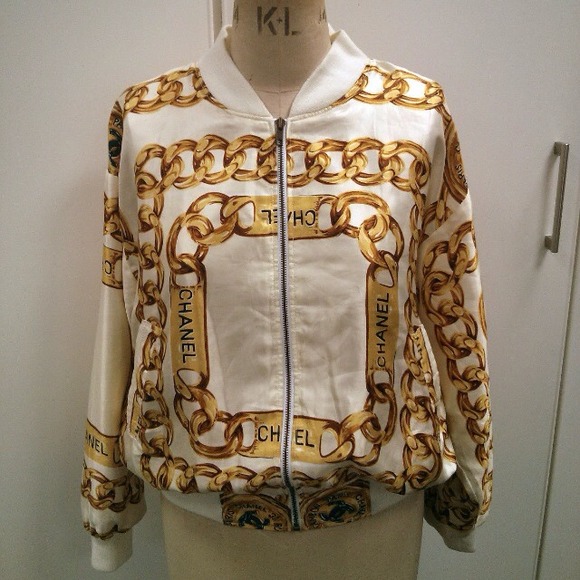 Authentic White Chanel bomber jacket