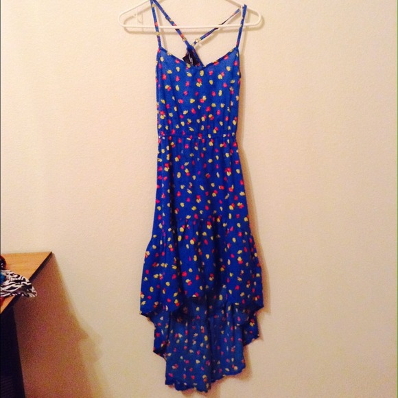 Blue and Orange and Yellow Patterned Dress