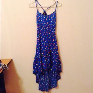 Blue and Orange and Yellow Patterned Dress