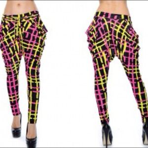 High waisted harem leggings with self tie belt