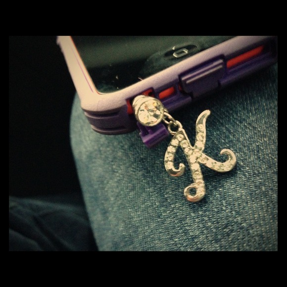 "K" jewel phone charm