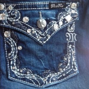 Miss Me Rhinestone Bootcut Flap