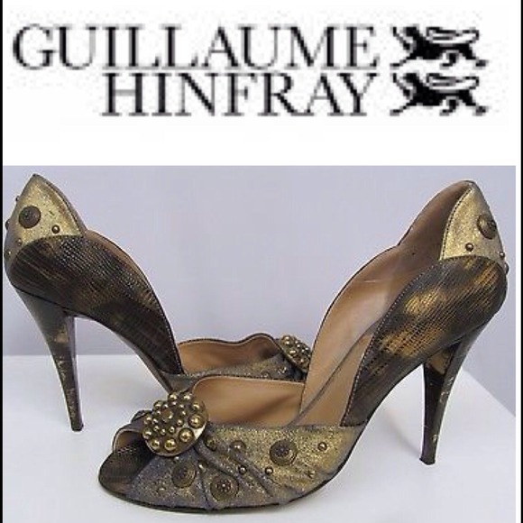 🔴SOLD🔴GUILLAUME HINFRAY Bronze Leather Pumps - Picture 1 of 4