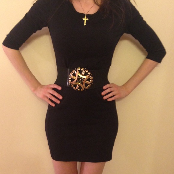 Comfy Black Cotton Mini Dress - Picture 2 of 4