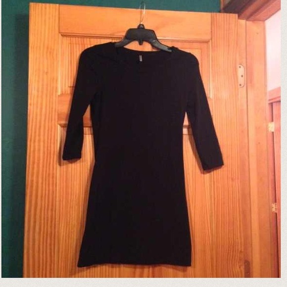 Comfy Black Cotton Mini Dress - Picture 3 of 4