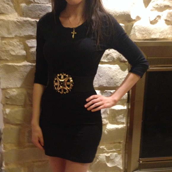 Comfy Black Cotton Mini Dress - Picture 4 of 4