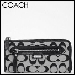 Wkend Special!Coach Signature Metallic Slim Zip