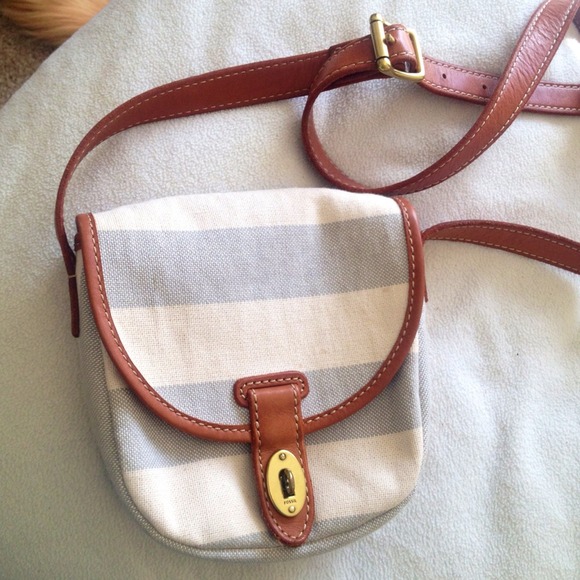 FOSSIL CROSSBODY PURSE CANVAS/LEATHER