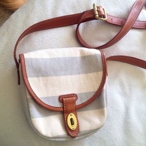 FOSSIL CROSSBODY PURSE CANVAS/LEATHER