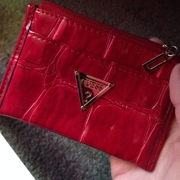 Pleather blood red coin purse