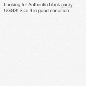 Looking for black knit/cardy uggs in size 9
