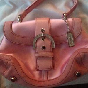 Coach mini pink satin suede leather purse