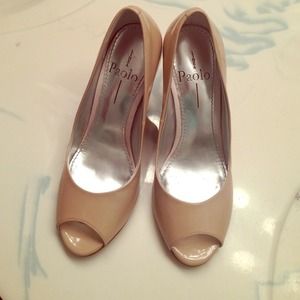 Nude open toed heels