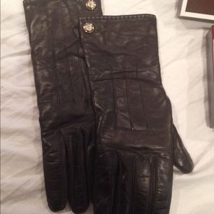 Coach black leather gloves