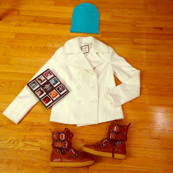 White double-breasted peacoat