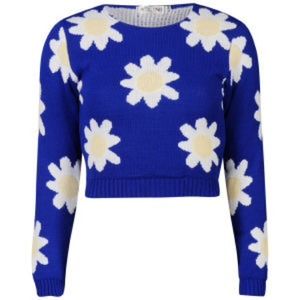 Blue cropped daisy sweater