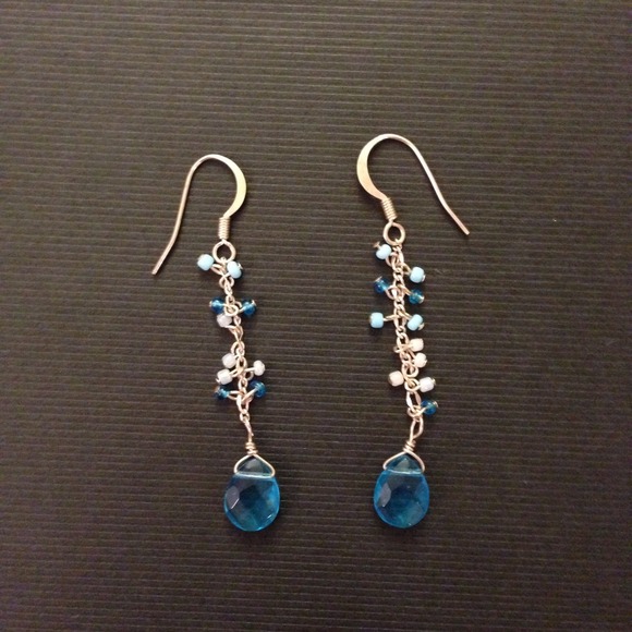 Peacock blue drop earrings