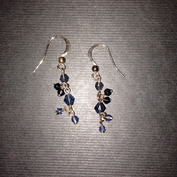 Blue cluster drop earrings