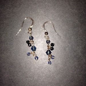 Blue cluster drop earrings