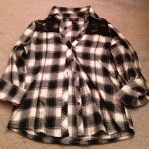 Black and white with lace flannel shirt