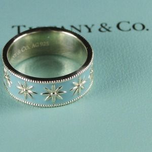 Tiffany & Co. Sterling and blue enamel Daisy ring