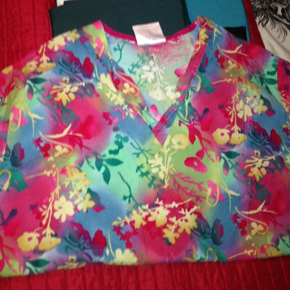 13 prints and solid scrubs tops