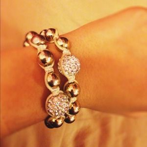 Set of two rhinestone ball bracelets!