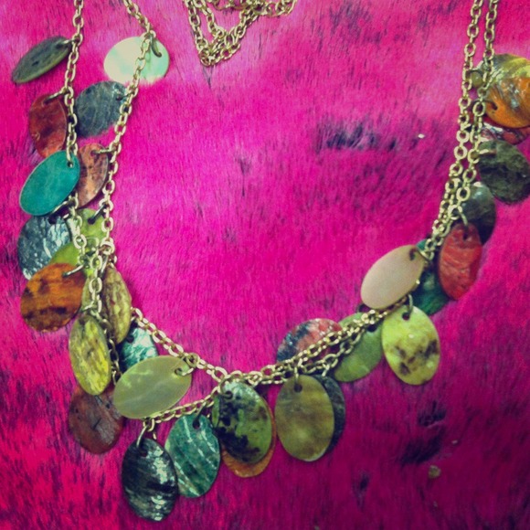 Necklace with colored shells
