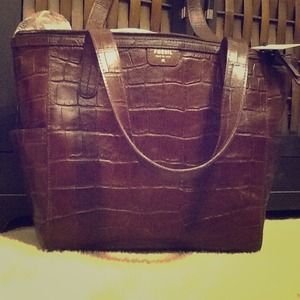 Fossil Mimi Shopper: Dark Brown Croc