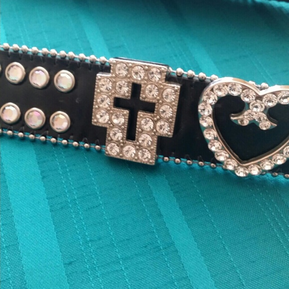 Rhinestone leather belt