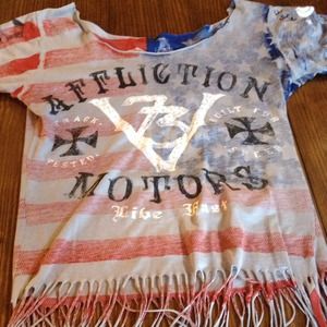 Affliction fringe crop top
