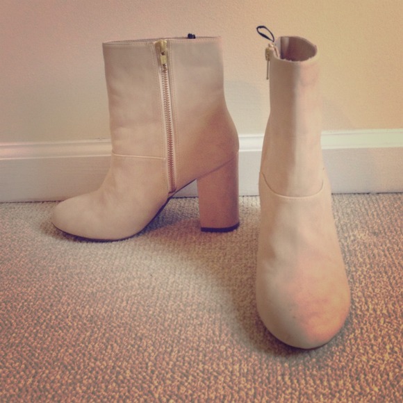 Cream colored ankle booties