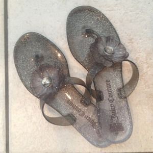 Grey glitter flower sandals