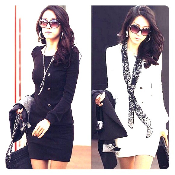 Comfortable long sleeve black dress