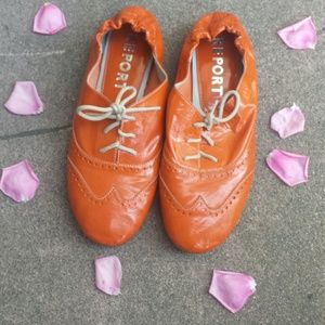 Orange oxford flats