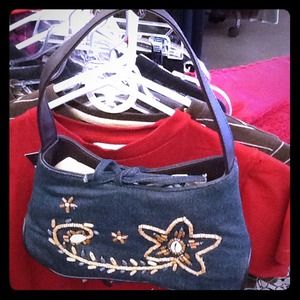 Small denim fashion clutch