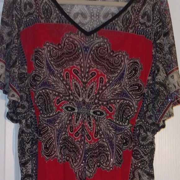 Alfani sheer tunic a/ red tank