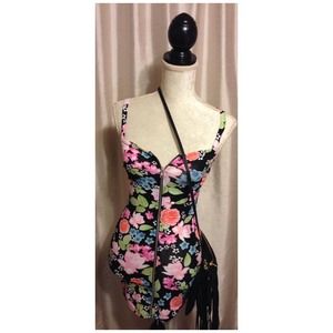 Floral print thin strap body-con dress