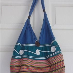 Handmade blue hobo bag