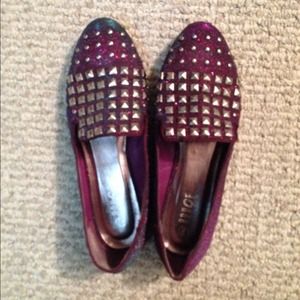 Marroon spiked loafers